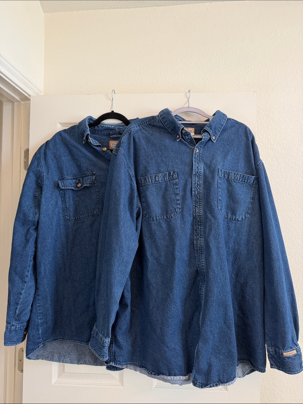 TWO Schmidt Workwear shirts - Denim Button-Down Shirt - Deep Indigo Blue 2XTall